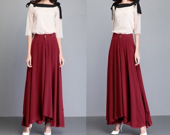 Chiffon Skirt Pants, Women's Cropped Pants, Wide Leg Pants