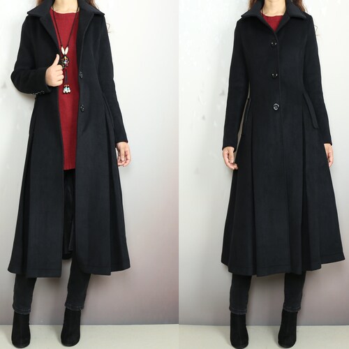 Long Wool Coat Women Cashmere Coat Black Coat Winter Coat - Etsy