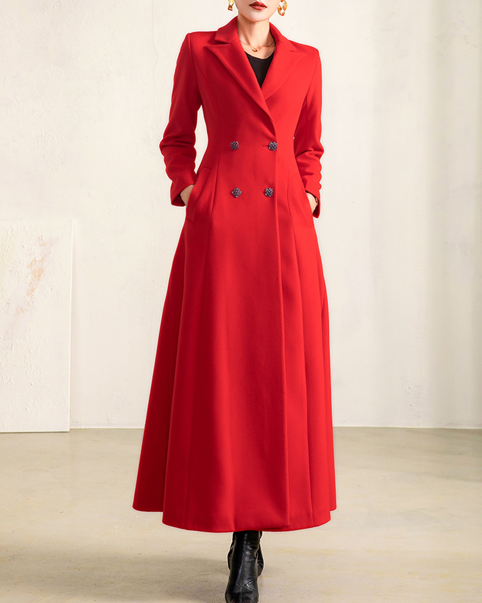 Wool Coat Women Wool Jacket Coat Dress Red Coat Winter Etsy