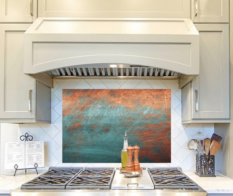 Kitchen backsplash custom copper tiles aged copper patina | Etsy