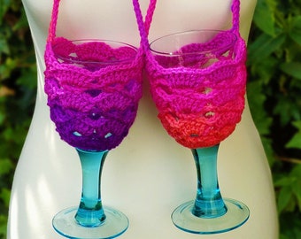 Wine Glass Holder Crochet Pattern - Easy Crochet Pattern - BBQ, Festival, Wine Tour, Hen Party, Party Favor, Party favours, Housewarming