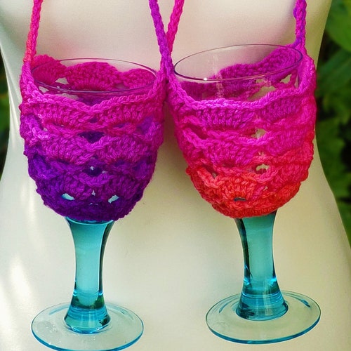 Wine Glass Holder Crochet Pattern Easy Crochet Pattern Etsy