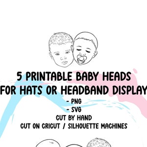 5 cartes d’affichage imprimables pour chapeaux de bébé, cache-oreilles, bandeaux, cache-oreilles, nœuds - pour la couture, le crochet, le tricot. Emballage facile à imprimer.