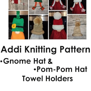 Gnome Hat & Pom Pom Hat Addi Express Professional Knitting Pattern - Sentro, Prym, Addi King Circular machine knitting pattern - PDF Pattern