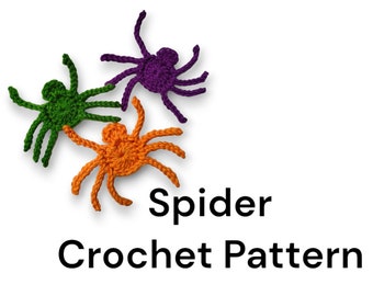 Spider Crochet Pattern - easy crochet pattern- Spider applique -crochet applique - spider crochet pattern for beginners- Halloween crochet