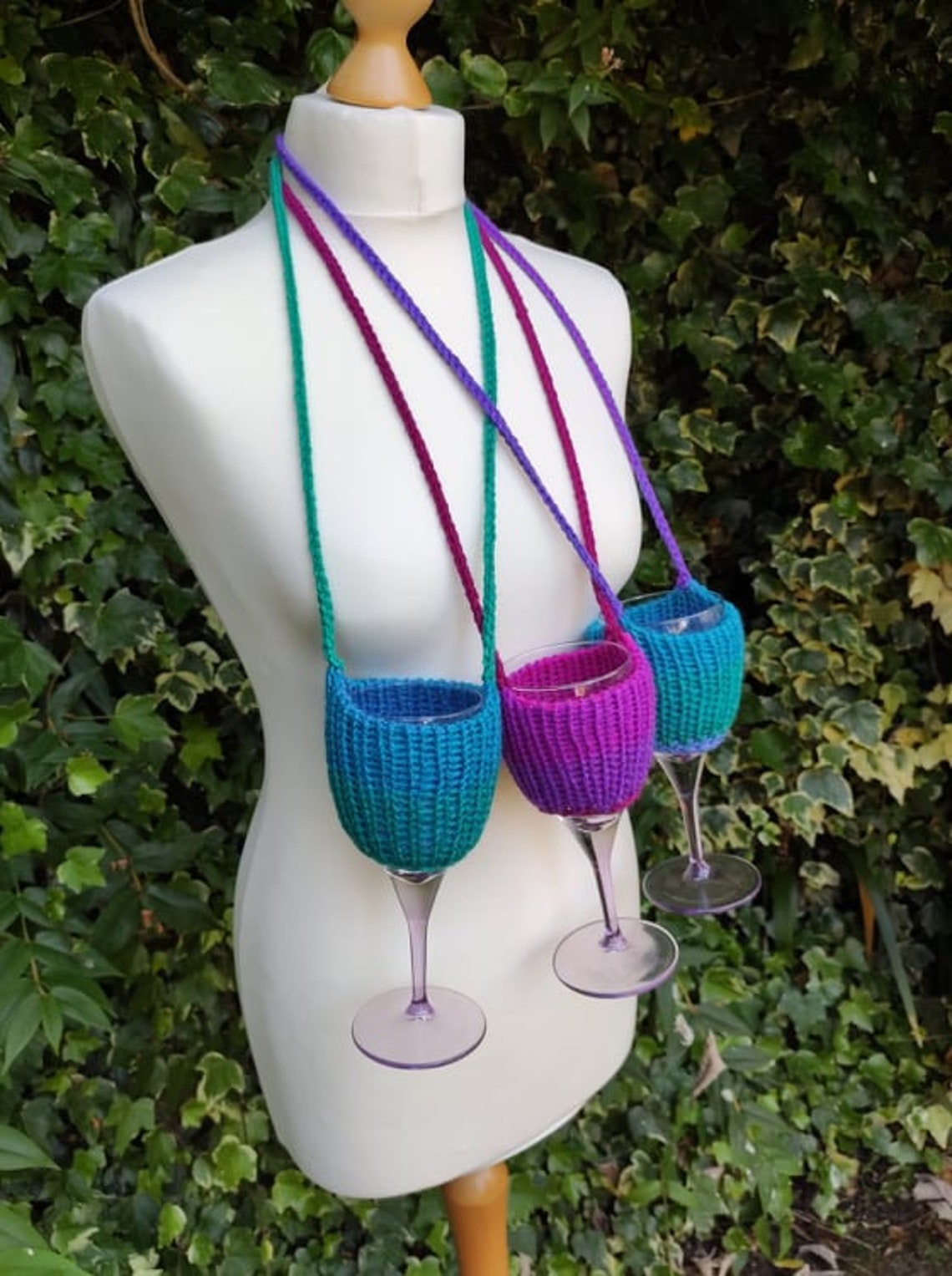 ADDI WINE GLASS Holder Necklace Easy Knitting Pattern Etsy UK