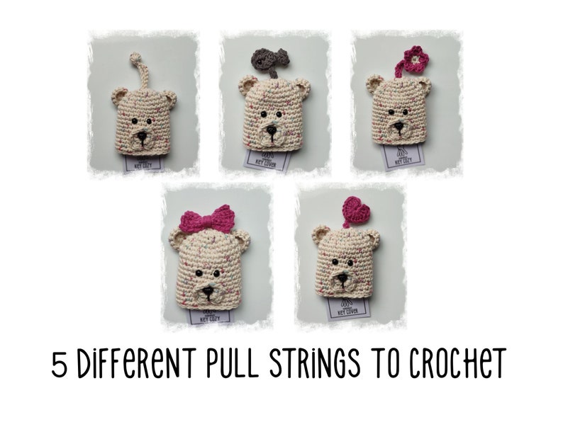 Key cover crochet pattern, Key Cozy crochet pattern, Key chain bear, amigurumi bear, crochet key ring key holder key fob & Printable tags image 4