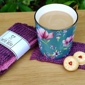 MUG RUG Tag Wrap Label for crochet knitting Printable label Packaging Market Display, Downloadable PDF, Coaster image 4