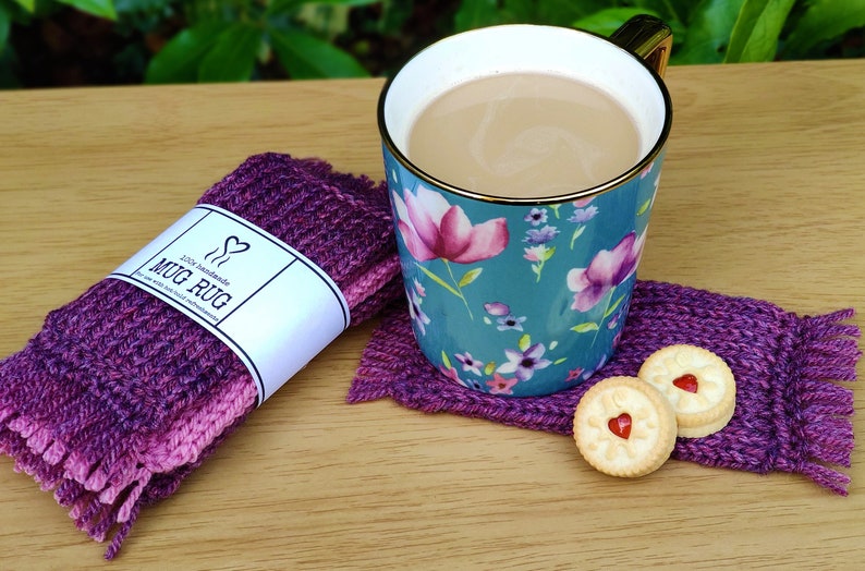 MUG RUG Tag Wrap Label for crochet knitting Printable label Packaging Market Display, Downloadable PDF, Coaster image 4