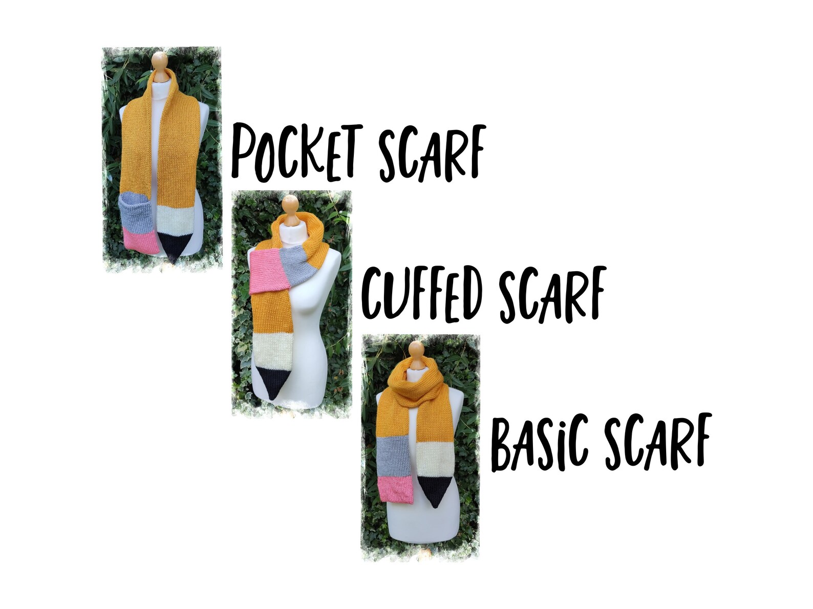 3 PENCIL SCARF Patterns Circular Knitting Machine Pattern - Etsy