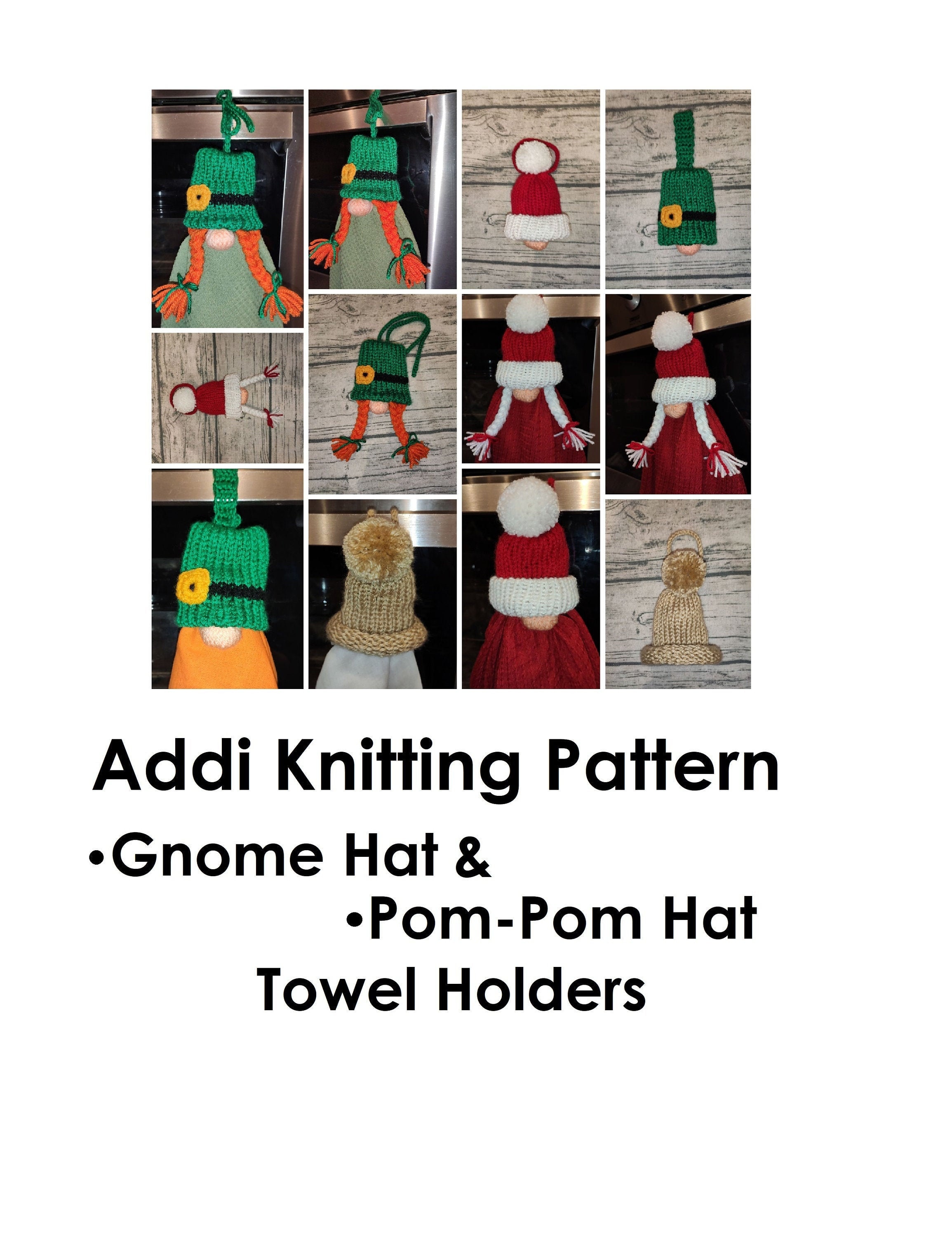 Gnome Hat & Pom Pom Hat Addi Express Professional Knitting Pattern - Sentro, Prym, Addi King Circular machine knitting pattern - PDF Pattern