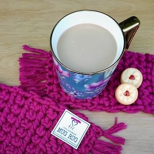 MUG RUG Tag Wrap Label for crochet knitting Printable label Packaging Market Display, Downloadable PDF, Coaster image 3