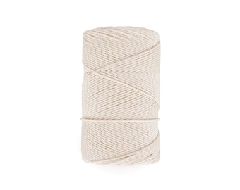 Natural 2 mm Macramé Cord – Twisted Organic Cotton Rope for Jewelry, Weaving & Crafts (10–328 ft options)