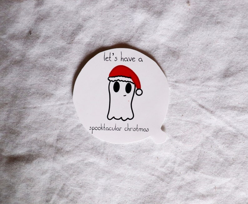 Spooky christmas artwork Creepy christmas stickers Cute Ghosts in Christmas Hat Sticker Cute gothic decor