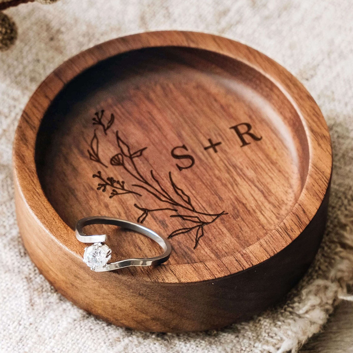 Custom Round Wood Ring Dish - Etsy