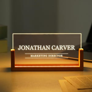 LED Light Desk Name Plate, Gift for Her, Custom Desk Name Plate with Lights, Administrative Gift, Office Decor, Graduation Gifts