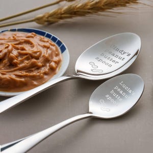 Custom Peanut Butter Spoon, Unique Gifts for Mom, Gifts for Boyfriend, Engraved Stainless Steel (Teaspoon & Tablespoon)
