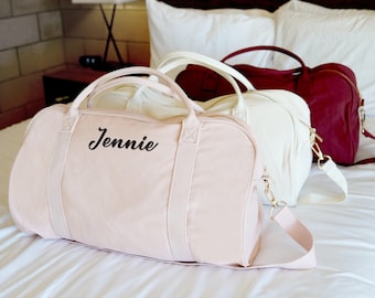 Brautjungfer Vorschlag Rosa Canvas Seesack: Individuell gestickte Pastelle Weekender