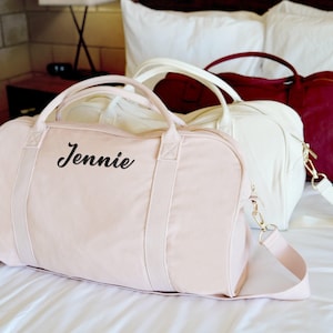 Cadeaux de demoiselle d'honneur, cadeau de fête des mères pour elle, sac de sport prénom personnalisé, sacs de week-end à monogramme, sac de voyage personnalisé pour elle [W]