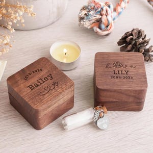 Custom Wooden Pet Memorial Box, Engraved Pet Fur Keepsake, Personalized Pet Loss Gift, Dog Cat Memorial, Handmade Pet Remembrance Gift [T]
