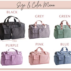 Bolsa de fin de semana personalizada para damas de honor, bolsa de gimnasio de nailon personalizada, bolsa de viaje para la fiesta de bodas. imagen 3