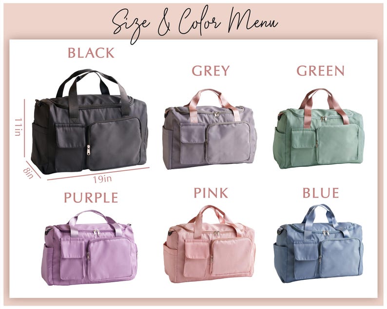 Bolsa de fin de semana personalizada para damas de honor, bolsa de gimnasio de nailon personalizada, bolsa de viaje para la fiesta de bodas. imagen 3