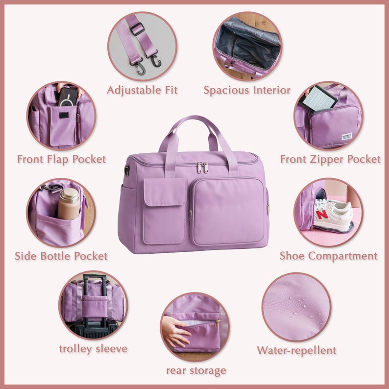 Bolsa de fin de semana personalizada para damas de honor, bolsa de gimnasio de nailon personalizada, bolsa de viaje para la fiesta de bodas. imagen 4