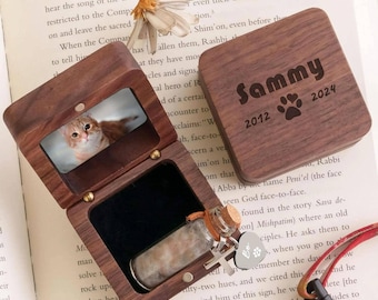 Caixa de madeira artesanal para guardar pelos do seu animal de estimação, caixa memorial personalizada para animais de estimação, presente personalizado para perda de cães e gatos, lembrança para cinzas de animais de estimação, presente de condolências para animais de estimação.