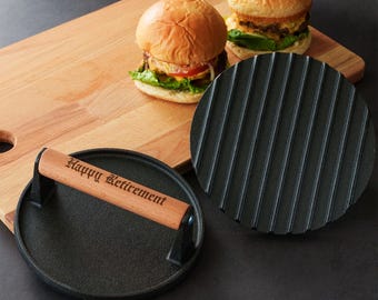 Engraved Burger Weight, Best Dad Gift, Custom Name Grill Press, Personalized BBQ Tool, Stainless Steel Meat Press, Barbecue Essentials