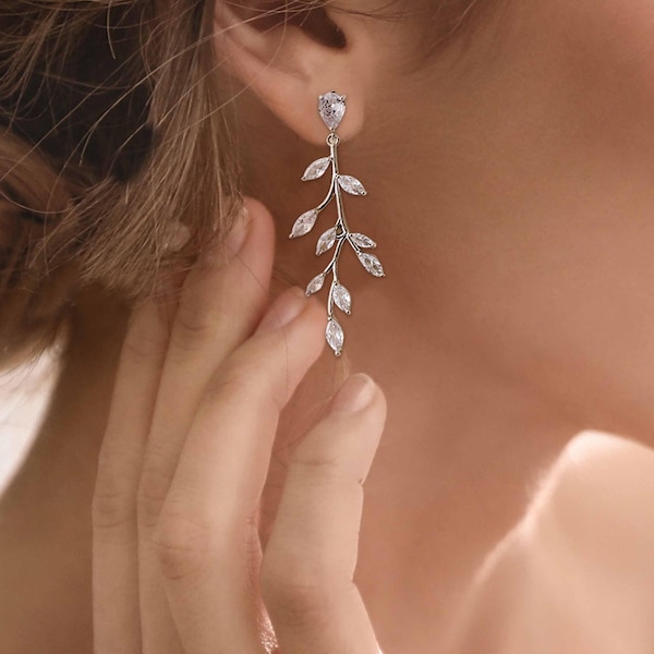 Silver Bridal Earrings , Wedding Earrings , Dangle Earrings , Bridal Jewelry , Bridal Accessories , Bridesmaid Earring , Bridesmaid Jewelry