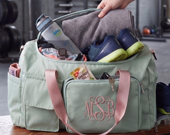 Embroidered Women Travel Bag, Gifts for Mom, Custom Bridesmaid Gift, Personalized Women Duffle Bag, Overnight Bag with Initials