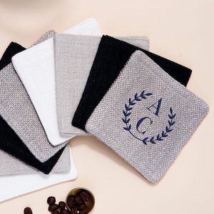 Personalized Wedding Gift, Bridesmaid Linen Cocktail Napkin, Custom Monogram Embroidery, Bridal Party Favor, Set of 2 or 4 Drink Napkins