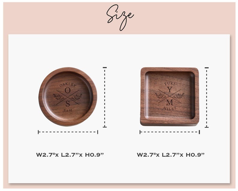 Custom Round Wood Ring Dish, Gift for Her, Engagement Ring Holder, Wedding Ring Dish, Wedding Gift, Newlywed Gifts, 5th Anniversary Gifts