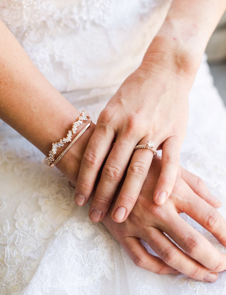 Bridal Rose Gold Bracelet Wedding Bracelet Bridal Jewelry Etsy