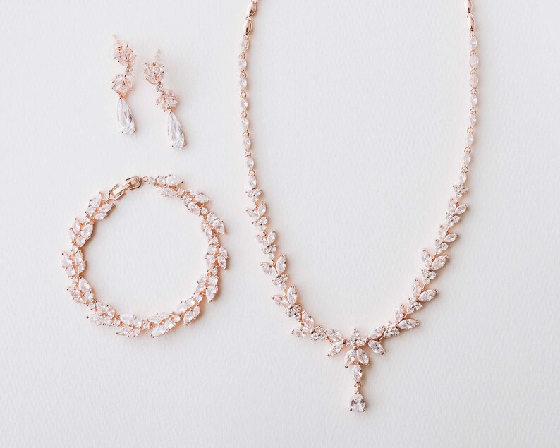 Bridal Necklace, Earrings Set , Crystal Bridal Jewelry Set , Bridal Bracelet, Drop Earrings , Wedding Jewelry , Silver Bridal Jewelry image 9