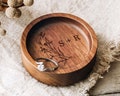 Custom Round Wood Ring Dish, Valentines Day, Engagement Ring Holder, Wedding Ring Dish, Wedding Gift, Newlywed Gifts, 5th Anniversary Gifts