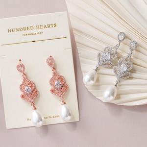 Bridal Pearl Earrings , Drop Earrings , Rose Gold Wedding Earrings , Dangle Earrings , Bridal Jewelry , Bridal Accessories