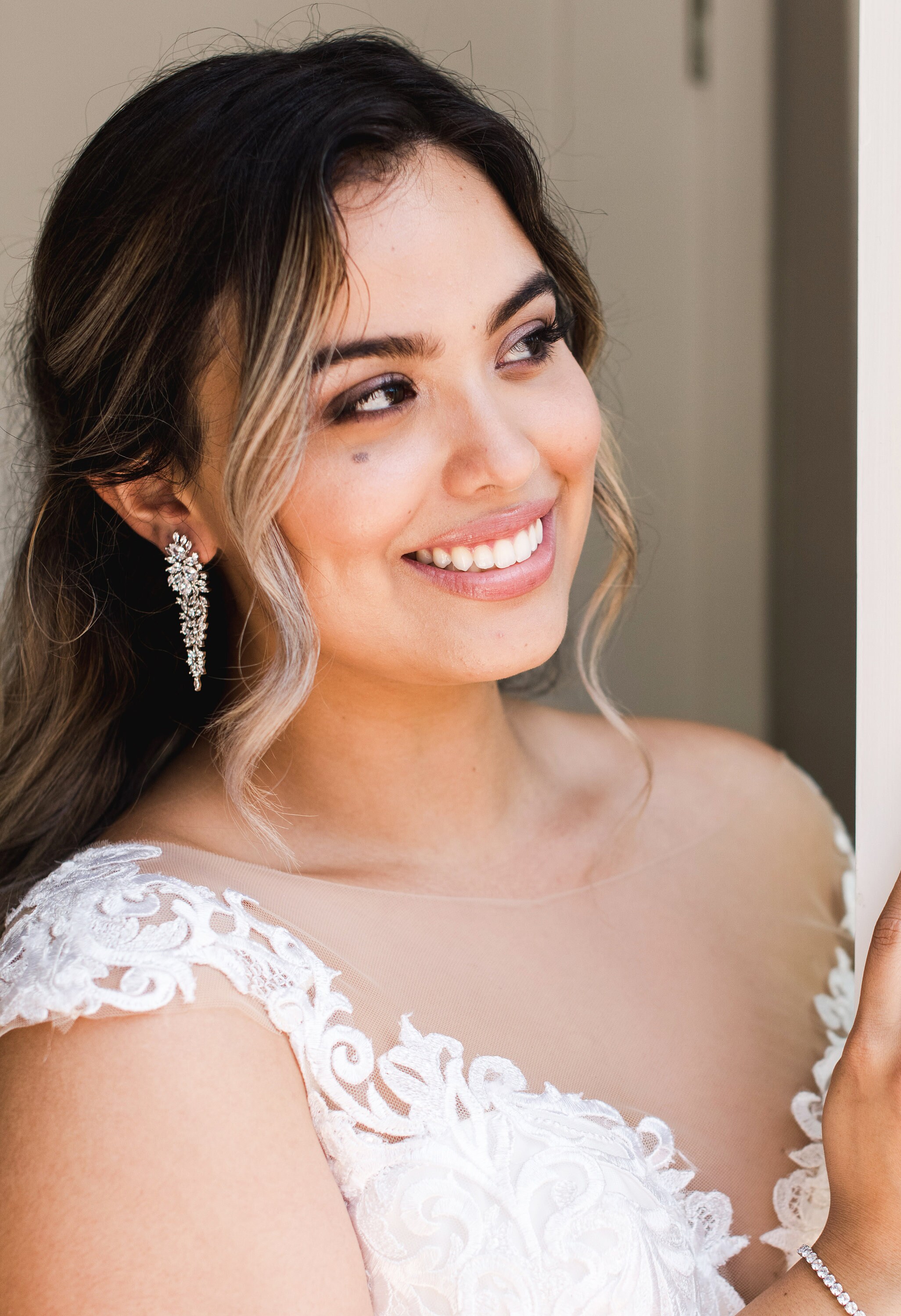 Bridal Earrings | Drop Earrings | Rose Gold Wedding Earrings | Leaf D…