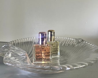 Set of 2 Vintage Pukeberg Glass Bowls: Swedish Clam Shell Dishes