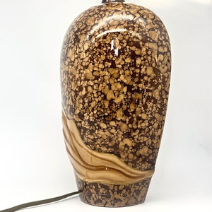 1970er Jahre Italienische Keramik Tischlampe: Handbemalte Mid Century Modern Beleuchtung