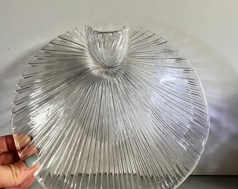 Set of 2 Vintage Pukeberg Glass Bowls: Swedish Clam Shell Dishes
