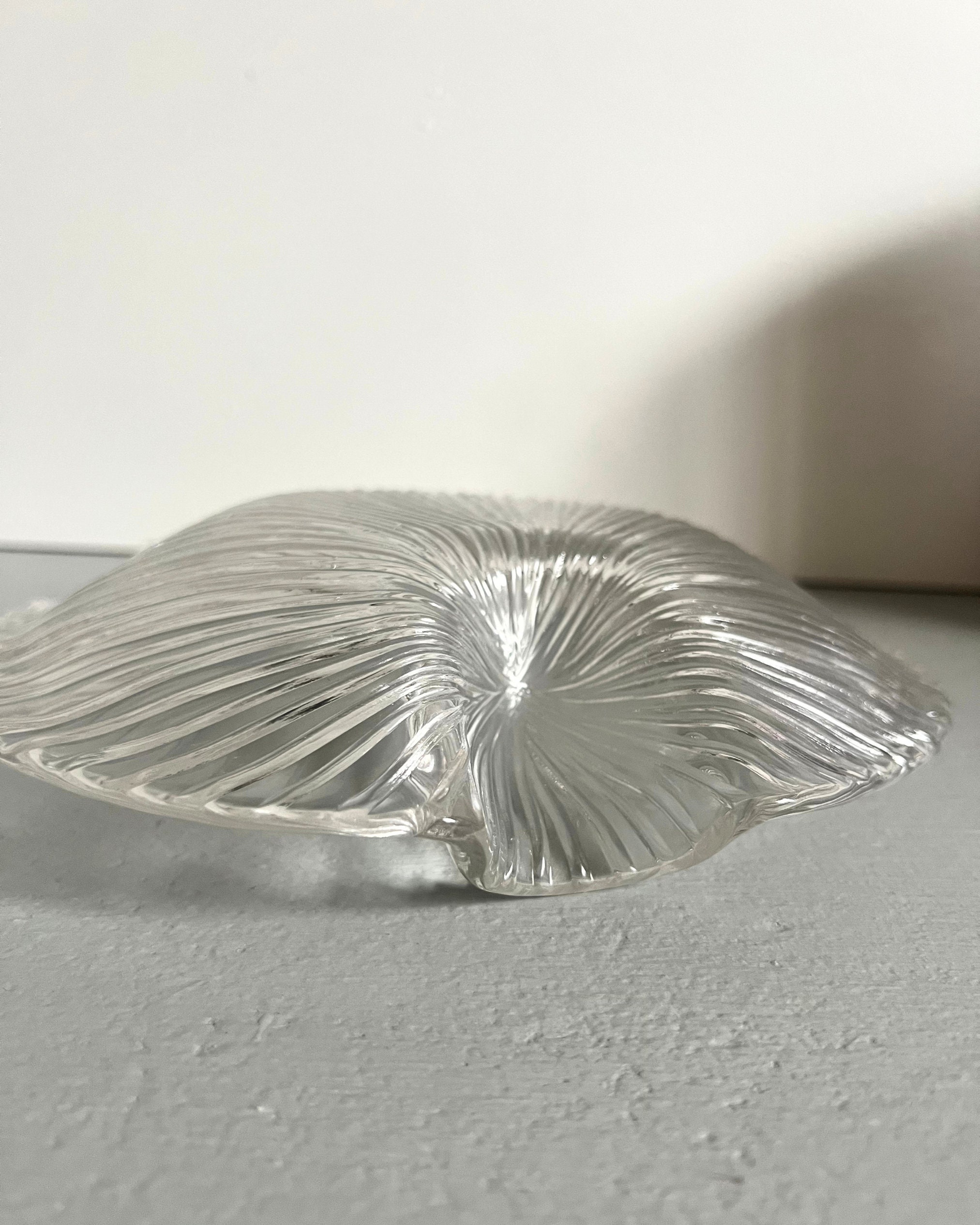 Set of 2 Vintage Pukeberg Glass Bowls: Swedish Clam Shell Dishes