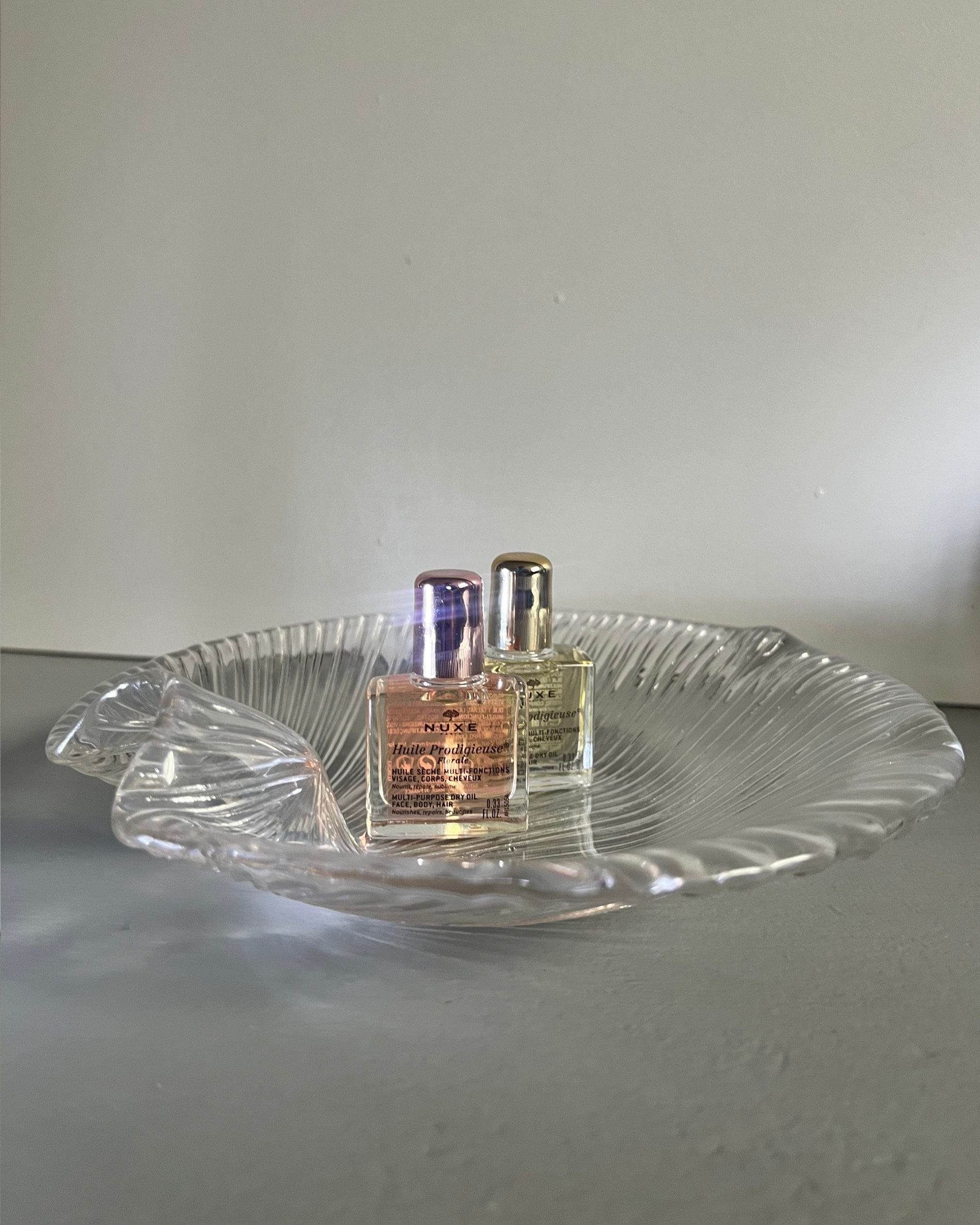 Set of 2 Vintage Pukeberg Glass Bowls: Swedish Clam Shell Dishes