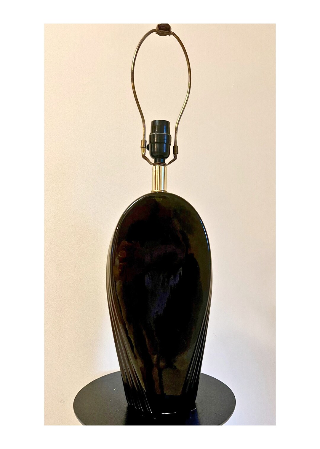 Vintage Black Table Lamp 1980s Revival Art Deco Sea Shell Ceramic Lamp ...