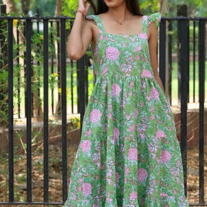 Hand Block Printed Cotton Dress: Indian Summer Gown