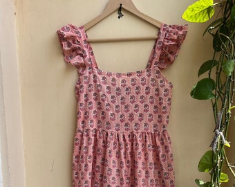 Hand Block Printed Cotton Dress: Indian Summer Gown