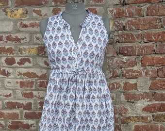 Hand Block Printed Cotton Dress: Indian Tunic Gown