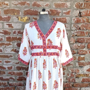 Hand Block Printed Dress, Block Print Dress, Indian Tunics, Hand Printed Dress, Indian Cotton Long Gown, Indian Cotton Dress, Printed Dress