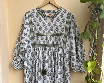 Boho Dress, Plus Size Summer Dress for Women, Bohemian Dress, Maxi Boho Dress, Block Print cotton Dress, Hippie Dress, Floral Fashion Dress