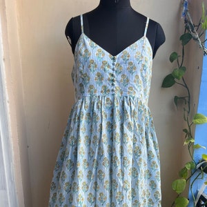 Hand Block Printed Dress, Block Print Dress, Indian Tunics, Hand Printed Dress, Indian Cotton Long Gown, Indian Cotton Dress, Printed Dress